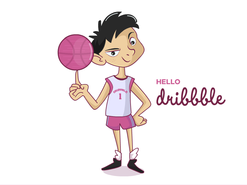 Hello Dribbble, I'm Andri! thank you illustrator hello invite gif character debut player animate animation 2d