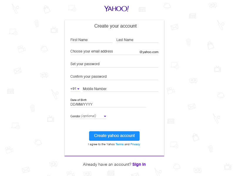Yahoo SignUp Page Redesign Concept