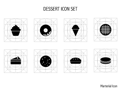 Dessert Icon Set with material icon concepts black and white desserts flat icon icon material icons