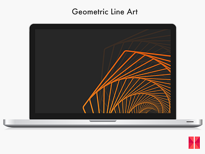 Geometric Line Art 2 hexagoan lines mesh neon orange wallpapers