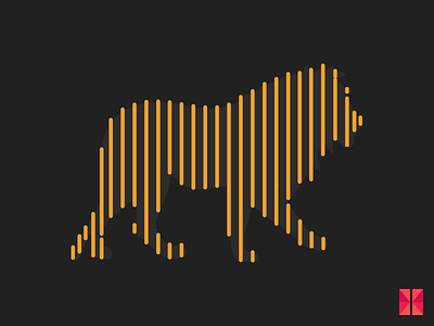 Animals painted with lines - 2 animals flat design illustrator lines reflection