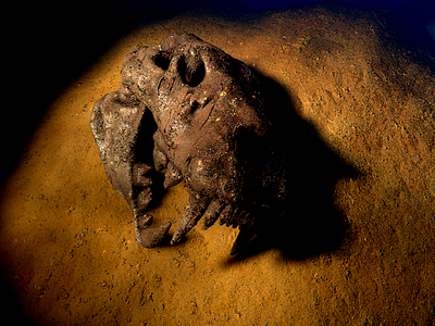 Lion skull 3d animal animation cinema 4d design graphic horror sand skull warm