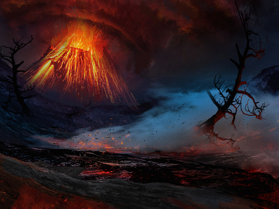 Vulcano art apocalypse cardart conceptart fantasy fire illustration lava mtg red vulcano