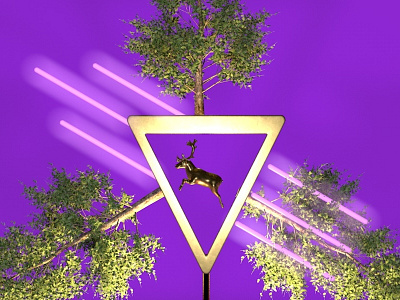 Deer deer design forest nature neon symbol tree