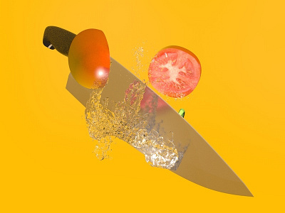 Tomato slice 3d baking coock food fruitninja kitchen render visual