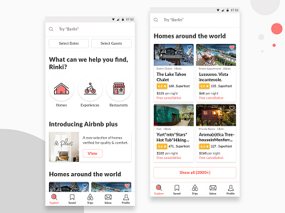 Airbnb Explore Screen Redesign Concept explore screen ui home screen