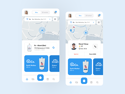 BiSU App - Water & Grocery Ordering app basket branding colorful courier creative delivery figma flat free grocery map minimal mobile navigation ordering shop ui ux water
