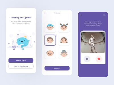 Quistudy App - Onboarding & Quiz android app application card color colorful creative education flat game gamification ios learning lessons minimal quiz test ui usability ux