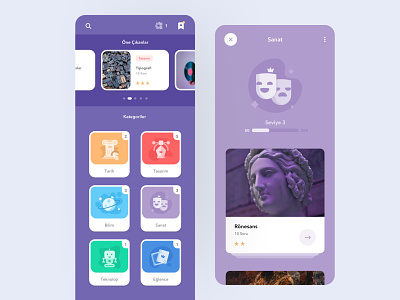 Quistudy App - Main Screen android app application card color colorful creative education flat game gamification ios learning lessons minimal quiz test ui usability ux