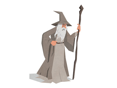 Gandalf character creative design earth flat gandalf hobbit illustration middle tolkien wizard