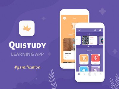 Quistudy App color colorful creative education flat game gamification gamify ios learning lessons minimal mobile quiz test usability usability testing