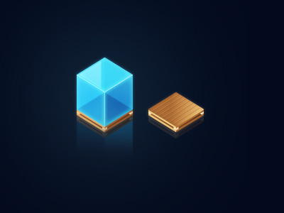 Boxy blue box dark glow mini pallet personal pixel project reflection shine square wood