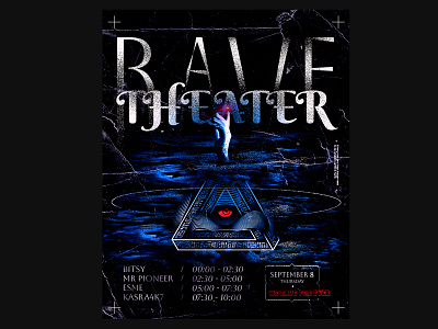 RAVE THEATER EVENT - Party Poster bitsy branding cover dark darkside graphic design hard party poster rave underground