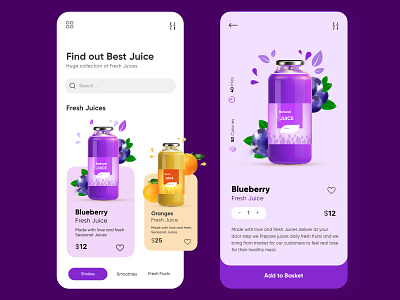 Mobile APP UX UI Design For Fresh Juices Company