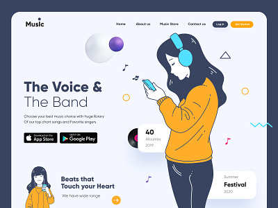Music Landing Page UX-UI Design design homepage illustration interface landing page ui uidesign web webdesign website