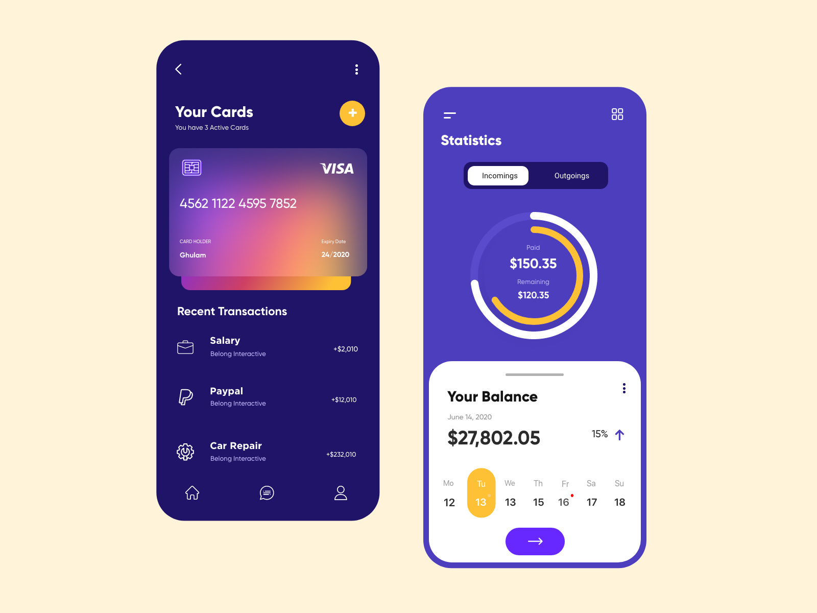 Finance Mobile App UX-UI Design by Ghulam Rasool 🚀 for Upnow Studio on ...