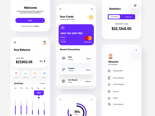 Banking and Finance App UX-UI Design by Ghulam Rasool 🚀 for Cuberto on ...