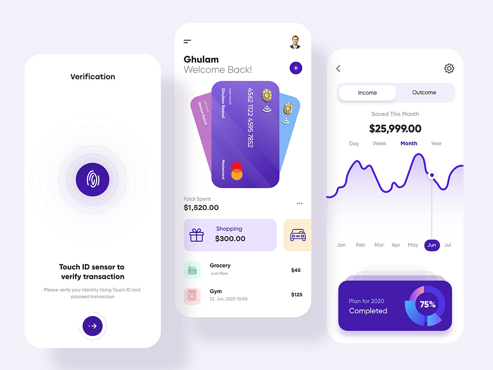 Banking and Finance Mobile App by Ghulam Rasool 🚀 for Cuberto on Dribbble