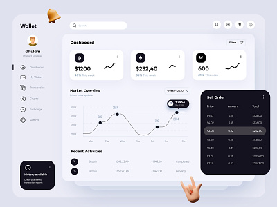 Wallet Dashboard Design admin app dashboad design finance financial interface uiux ux