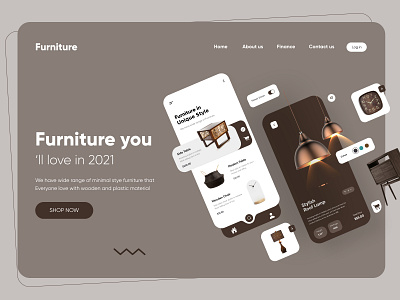 Furniture App Landing Page Design design homepage illustration interface landing page ui uidesign web webdesign website