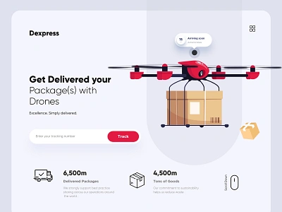 Delivery Landing Page Design deliver drones food delivery hero section illustration landing design landingpage minimal minimalist typography ui uidesign uiux ux web web design webdesign website website design websitedesign