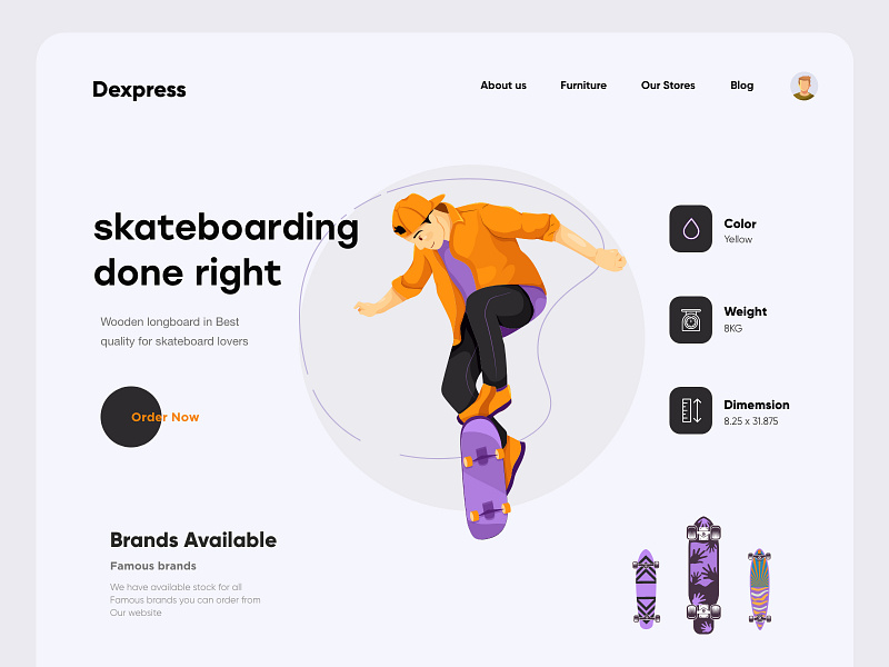 Skateboard Landing Page Design by Ghulam Rasool 🚀 for Cuberto on Dribbble