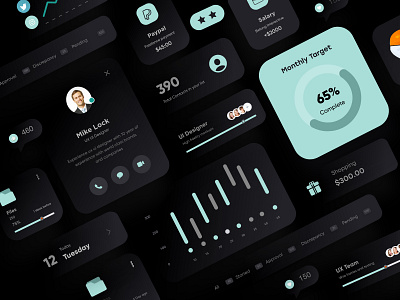 Dark Theme UI Elements by Ghulam Rasool 🚀 for Cuberto on Dribbble