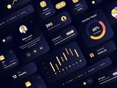 Dark Theme UI Elements by Ghulam Rasool 🚀 for Cuberto on Dribbble