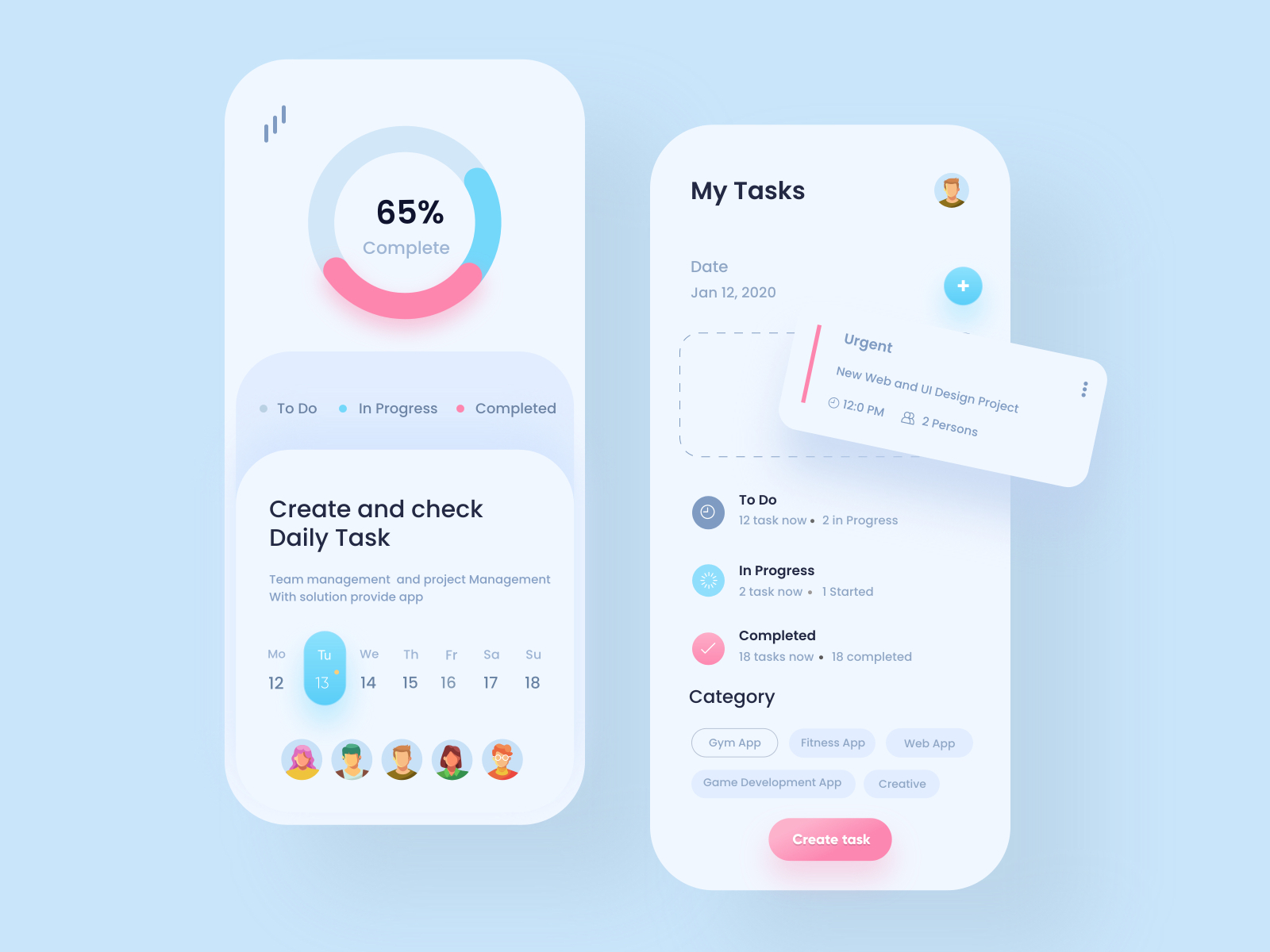 Task Management Mobile App by Ghulam Rasool 🚀 for Upnow Studio on Dribbble