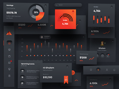 UI Element Dark Theme Desing by Ghulam Rasool 🚀 for Cuberto on Dribbble