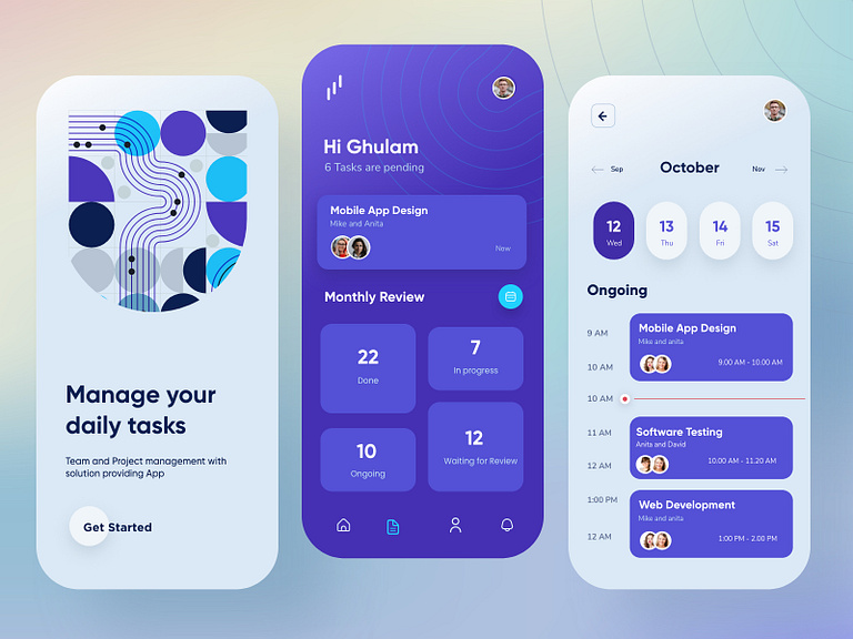 Task Manager Mobile App Design by Ghulam Rasool 🚀 for Cuberto on Dribbble