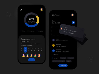 Task manager Dark UI Design