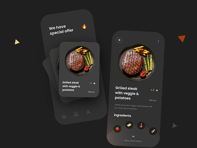 Food App Dark Theme UI Design by Ghulam Rasool 🚀 for Cuberto on Dribbble