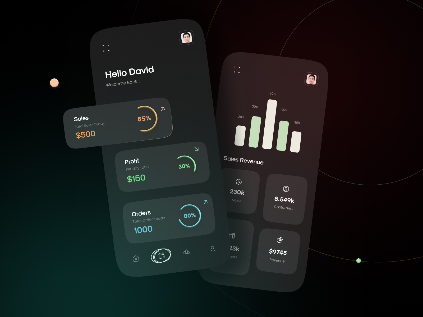 Finance App design Dark theme by Ghulam Rasool 🚀 for Cuberto on Dribbble