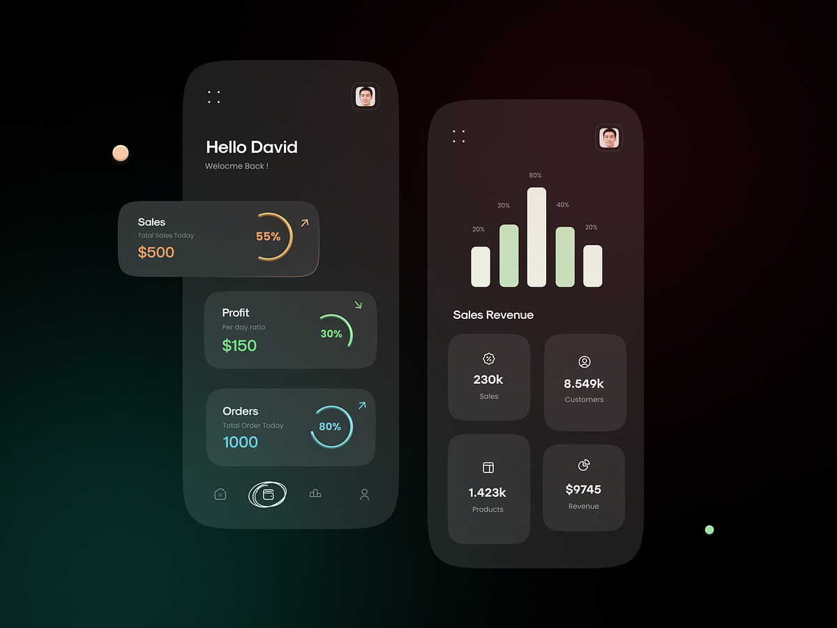 Finance App design Dark theme by Ghulam Rasool 🚀 for Cuberto on Dribbble