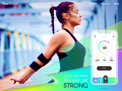 Yourshape Landing page app colorful daily ui design fitness gradient graphic iphone x landing page mobile ui ux