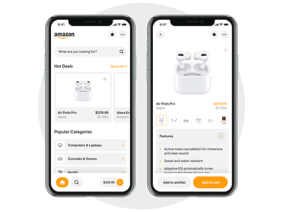 Amazon App Redesign airpods amazon app cash clean design digital ecommerce minimal mobile money product redesign rounded shop store store design ui ux white