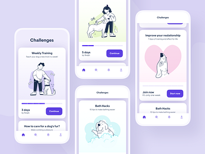 Dog Lovers 🐶 app app design application art clean colors dog doggy dogs gradient illustraion illustrations lovers moible pets round shadow ui ux white