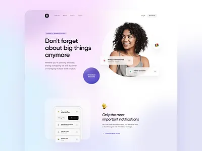 TimeNote 3.0 - (sneak peak) 👀 3d app blur clean colors design desktop desktop application gradients icons illustration landing minimal mobile page round shadows timenote ui www