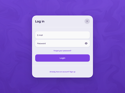 Login - Modal blur clean colors design desktop gradient icons login minimal minimalism mobile modal popup purple rounded shadow sign in sign up white window