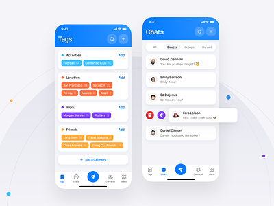 Tagchat - Mobile Application 3d app application branding chat chats clean colors design illustration logo message minimal mobile rounded shadow tags ui user ux