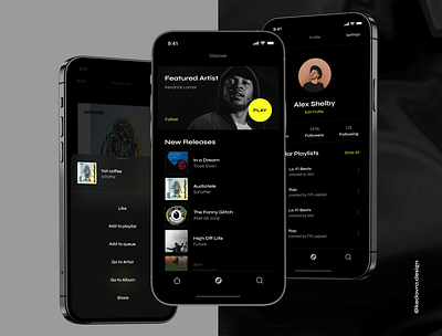 Blur - Streaming Music App app application branding chart clean dark design digital icons illustration minimal mobile motion music music player neon player streaming ui ux