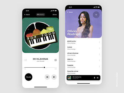 🎧 Music Player app application branding button clean colors dashboard design desktop icons logo minimal mobile motion graphics music play player round ui ux