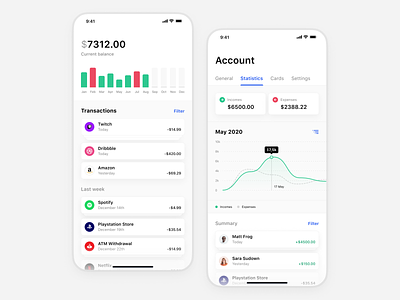 Financial Assistant account app application bank banking branding chart clean colors design finance illustration logo minimal mobile rounded statistics ui ux white