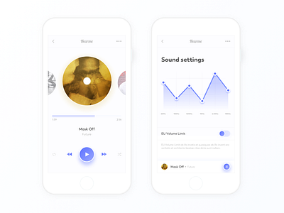 Music Application blue design digital flat graphic minimal mobile music ui ux white