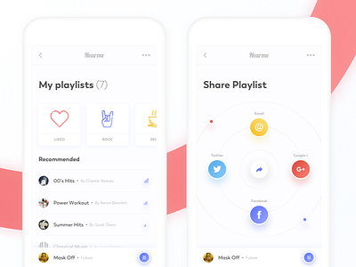 music application - next views app design digital graphic illustration mobile music share ui ux white