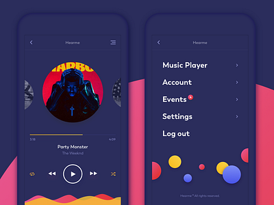 Music Player and Menu (dark theme)