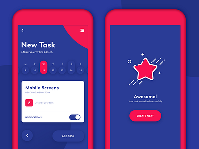 Tasks Application app application blue card chart clean design gradient mobile popup red round