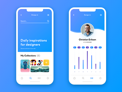 Inspirations Application app blue chart clean digital flat gradient icons illustration iphone mobile x