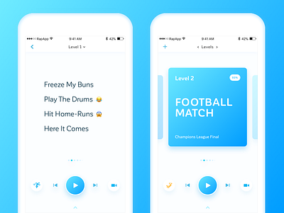 Rap App - Music Application for iPhone app blue clean clear design gradient illustration iphone mobile music player